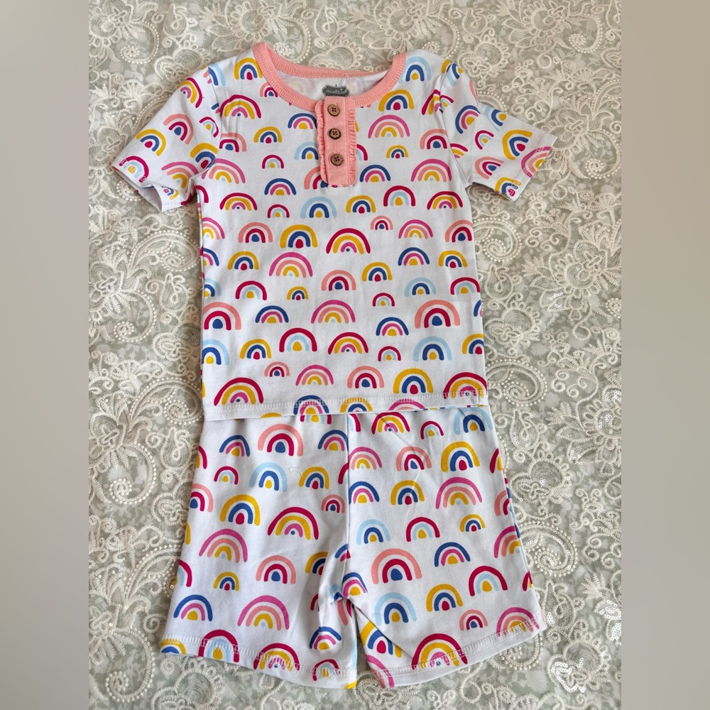 Mudpie 4T rainbow pajama set
